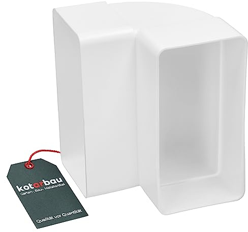 KOTARBAU® Raccordo di deviazione 120 mm x 60 mm verticale rettangolare canale verticale 90° canale piatto angolare in plastica bianco connettore canale di scarico aria di alimentazione