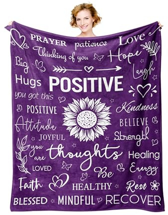 Xutapy Get Well Soon Gifts for Women, Inspirational/Feel Better/Thinking of You/Encouragement/Surgery Recovery/Cancer Care Gifts for Women, Hug Healing Blanket Purple 60’’X50’’