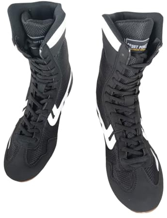 Chaussures De Lutte pour Enfants,Bottines De Boxe Montantes,Bottes De Boxe Mixte,Respirantes,Flexible,Confort Et Stabilité,Occasionnel AntidéRapant,pour Fitness Et Combat en Arts Martiaux