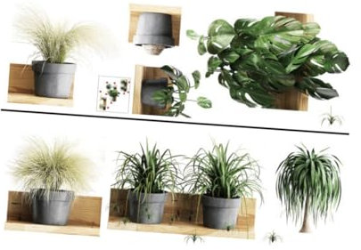 Stickers Muraux Plantes Décoratifs Pvc, 2 Feuilles Motifs en Pots