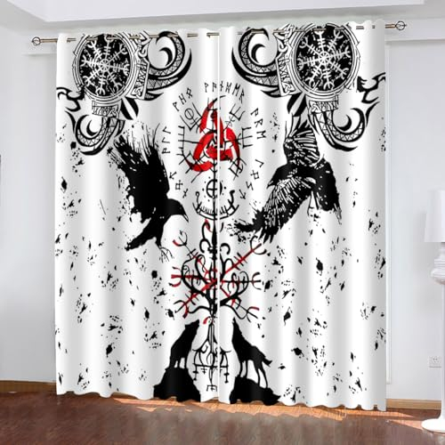 WIKINGER Vorhang mit ösen 2er Set B 234 X H 183 cm 3D Gardinen Blickdicht Kälteschutz Schallschutz Verdunkelung Wärmeisolierende Vorhänge für Wohnzimmer Schlafzimmer