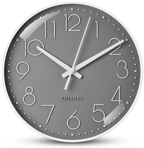 Aolso Wall Clock Silent & Non Ticking Modern, 8 inch Battery Operated Round Wall Clock, Easy to Read, Modern Quartz Design Decorative Indoor Kitchen Office