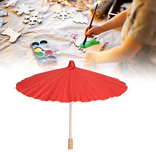 Farbenfroher Papierschirm für Kinder, handdekoriertes Material, 23,1 cm Schirmhöhe, 30 cm Schirmoberflächendurchmesser, Gelb (Hellrot)