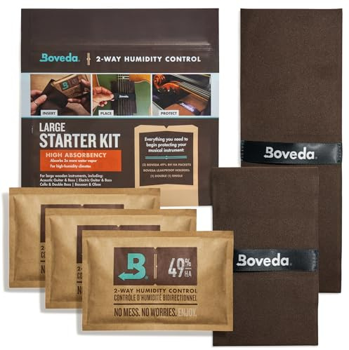Boveda Großes Musik-Starter-Set mit hoher Saugfähigkeit - (2) Boveda hohe Saugkraft 49% RH - Bidirektionale Feuchtigkeitskontrolle ideal nur für extreme Feuchtigkeitsklima - für