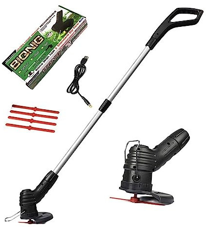 Podadoras y bordeadoras de césped Cortacésped inalámbrico eléctrico de Longitud Ajustable, Cortador de Malas Hierbas, cortacésped inalámbrico portátil, Carga USB for jardín/césped(A)