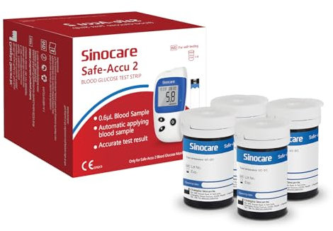 Sinocare Safe-Accu2 Blood Sugar Test Strips ×100, No Lancing Devices, Only Applicable to Safe-Accu2 Blood Sugar Monitor, No Code
