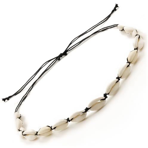 Générique Collar de concha | Collar unisex para una elegancia atemporal | Concha natural, playa, tendencia, cordón ajustable, hombre, mujer, chica, chico (FSI20_1), 35 cm de conchas