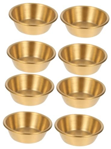 Cabilock 2 Set Piatto Di Salsa In Acciaio Inox Ciotola Di Salsa Di Soia Piattini Ciotola Piatto Da Portata Rotondo Piatto Di Spuntino Mini Piatto Di Salsa Mini Piattini Piatti 4 pezzi * 2