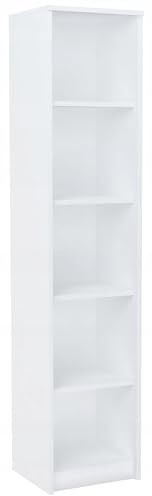 MATKAM Offenes Hochregal BODO R40O, B40 x H182 x T35 cm, 4 Bretter und 5 Fächer, Vielseitiges Design für Bücher & Ordner, robust und stilvoll für jeden Raum (Weiß)