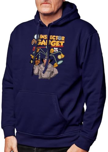 Camisetas EGB Sudadera Capucha Adulto/Niño Inspector Gadget Ochenteras 80´s Retro Comic Tallas Especiales (Marino, XXL)