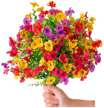 Aflorshope 12 Pieces Artificial Flowers Violet Flowers UV Resistant Fake Flowers for Home Office Festival Bouquet Decoration (AMulticolour)
