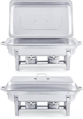 WJYTDHIQS Chafing Dish Buffet Set 9L, Calentadores de Comida para Buffet Acero Inoxidable, Servidor de Buffet de Acero Inoxidable Rectangular, para Servir Variedad Platos Mantener Caliente