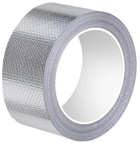 Gitohoni Cinta de Aluminio para Conductos Cinta Aislante Térmica Cinta Adhesiva de Sellado con Refuerzo de Fibra de Vidrio Adecuado para Reparación de Metales, Ancho de 5 Cm