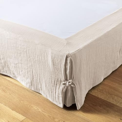 Cache sommier Double Gaze de Coton Pampa 160x200 cm