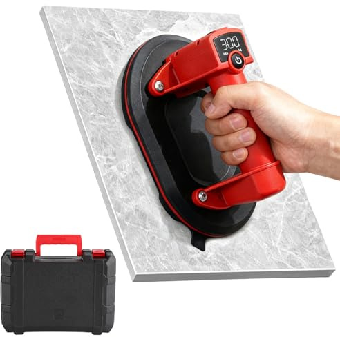 Spalivivre Ventosa Eléctrica con 300 kg de Fuerza de Succión para Azulejos, Vidrio, Mármol, 2 Motores con Función de Succión Automática y Pantalla LCD, 25 cm de Diámetro, Batería de 4000 mAh