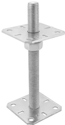 BRESKO Pfostenträger Höhenverstellbar Stützenfuß Pfostenschuh verstellbar verzinkt (SIlber, M24 100x250 mm)