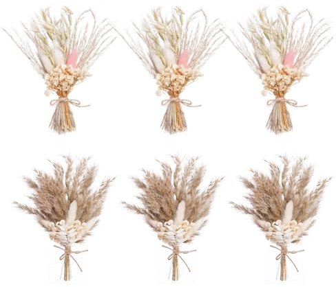 6 Bündel Trockenblumenstrauß Klein Trockenblume Getrocknete Blumen Trockenblumen Zum Basteln Trockenblumen Klein für Bilderrahmen Hochzeitsdekoration Party Home Vase Dekor DIY Handwerk