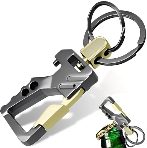YUPZAR Mousqueton Porte Clé,Avec Décapsuleur et Trousseau de Clés avec Fonction de levier,Cadeau pour un Homme, Pour Usage Quotidien, Alpinisme