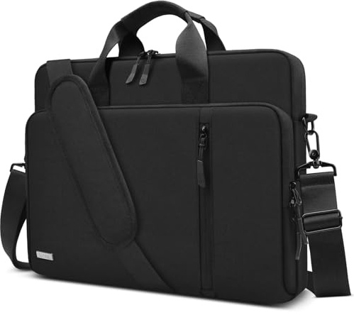 TECOOL 14 Inch Laptop Bag, 360 Protective Case Sleeve Messenger Bag | Waterproof Computer Briefcase with Shoulder Strap for 14 Inch Acer ASUS Lenovo HP Dell Laptop, MacBook Air 15,Black