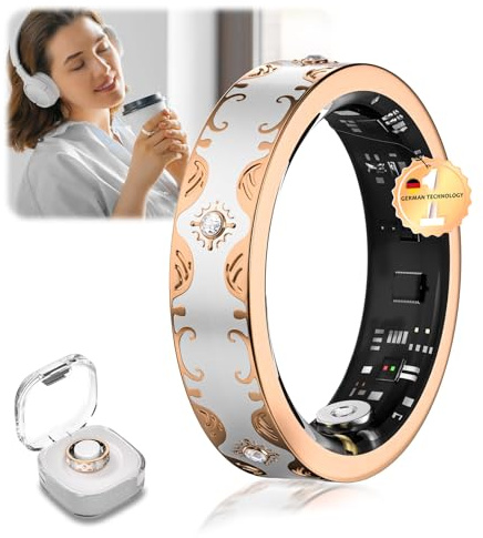 Anillo inteligente y funda de carga inalámbrica 2026 【0% tasa de error – 30% más de precisión】【Salud automática 24/7 – 8 métricas (± 2%)】Monitoreo del sueño, SpO2 portátil, compatible con Android e