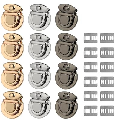 12 Piezas de Cierres para Bolsos, Incluye Oro, Plata y Negro con 12 Espaciadores, para Cierres Bolsos de Ganchillo, Carteras, Embragues, DIY y Artesanías, Conveniente y Funcional