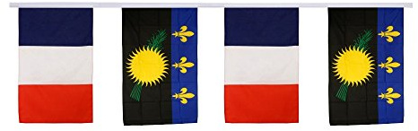 Digni Grande Guirlande 12 Drapeaux d'amitié France - Guadeloupe - 30 x 45 cm / 8,9 m Sticker Gratuit
