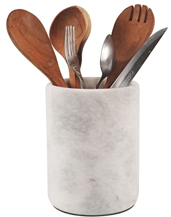 Radicaln Marble Utensil Holder 6.5'' Inches White Utensil Holder for Kitchen Utensils Set Spoon Holder & Crock Kitchen Tools for Cooking Countertop Spatula Set