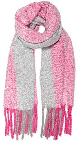 Caspar SC485 Damen XXL Fransen Karo Schal, Farbe:pink, Größe:One Size