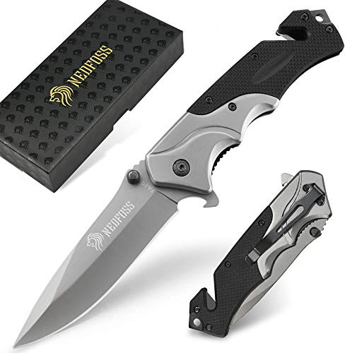 NedFoss FA49 Pocket Knife for Men, 4-in-1, 3.5 8Cr14Mov Steel, G10 Handle