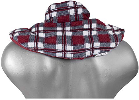 Nackenhörnchen mit Stehkragen, Johanniskernkissen - Nackenkissen Wärmekissen - 2 in 1 - Wärme und Kälte möglich - Flanell karo-rot