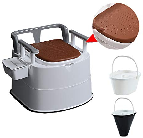Campingtoilette Tragbare Toilette mit Armlehnen, rutschfeste Toilette, Weiches Kissen, Mobile Camping-Toilette für Erwachsene (Color : Gray, Size : Style 4)