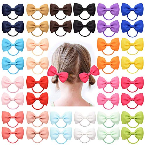 VEGCOO 40 Piezas Gomas Pelo Niña, Lazos de Pelo Banda Elástica, Cinta para el Cabello de Color Mixto, Accesorios para el Cabello para Bebé Niña
