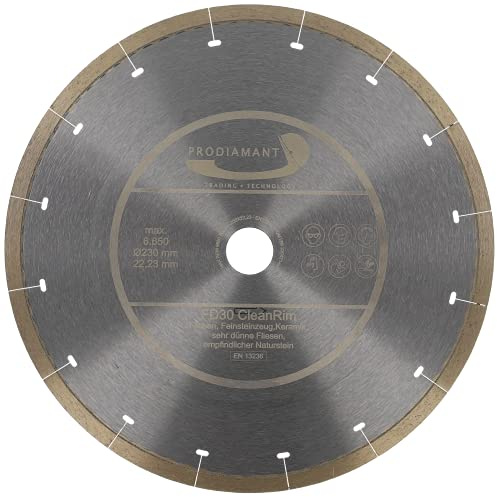 PRODIAMANT FD30 CleanRim - Disco diamantato da 230 mm per piastrelle, gres porcellanato sottile in grande formato, pietra naturale, marmo, granito e ardesia