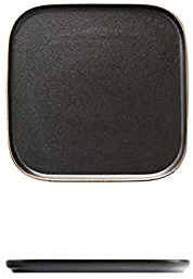 luckxuan Assiettes Plates Plaques de dîner de 8 Pouces élégantes carrées Mates Mates Noires plaques de Service en céramique Robustes for pâtes de Steak Salade et plaques d'apéritif Assiette