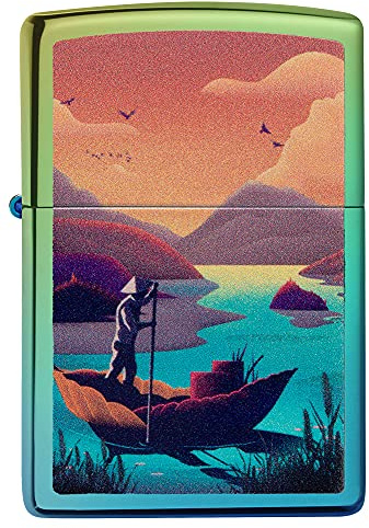 Zippo Briquet Tempête - Leaf Boating - Color Image - Finition Teal Haute Brillance - Rechargeable - Réutilisable - Design Coupe-Vent - Coffret Cadeau Fabriqué aux États-Unis