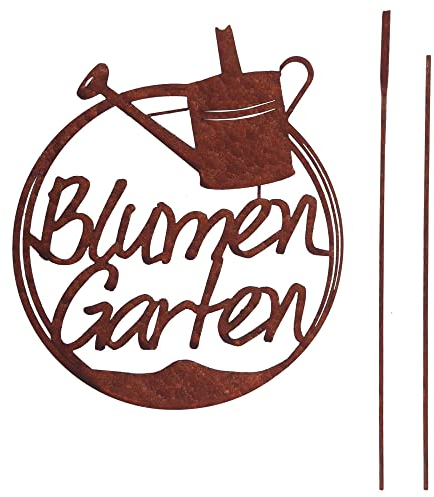 UNUS Cartel de jardín con flores, decoración de jardín, aspecto oxidado, para jardín