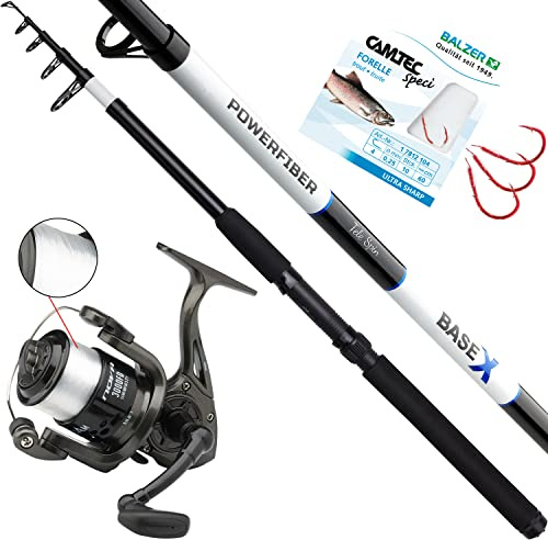 Fischzeux Angelset Forelle Barsch TroutX - Forellenset komplett mit Rute Rolle (2,40 m)