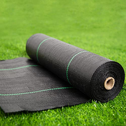 EXTRAEASY 17 in (1.4 ft) x 50 ft Landscape Fabric Weed Barrier, 3.2 oz Heavy Duty Woven Weed Blocker, Ground Cover Geotextile Fabric for Under Gravel, Garden Bed Liner & Pathways
