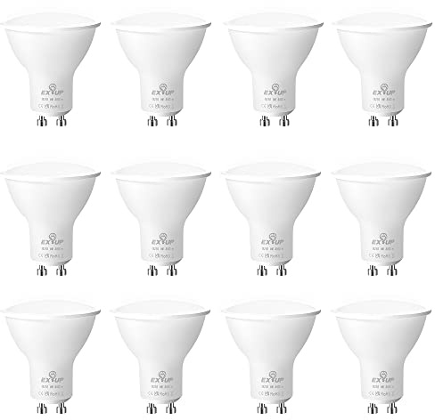 Lampadine Faretto Led GU10, Luce Bianca Fredda, 6500k, 6W Spotlight, 500lm | Equivalente Alogene 50w, Angolo Fascio120-160 Lampadina, Nessun Sfarfallio, Non Dimmerabile Pacco da 12 EX UP