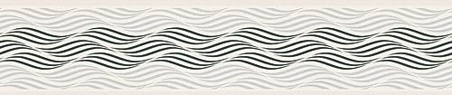 A.S. Création Moderne Bordüre Wellen Schwarz Weiß Silber Metallic Selbstklebend 384126 5,00 m x 0,13 m Made in Germany