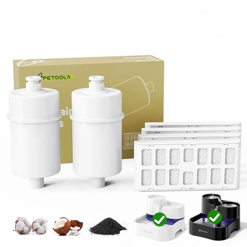 APD APETDOLA Lot de 2 filtres de fontaine à eau pour chien, qualité potable humaine ultra portée pour fontaine à chat 2,986,9 ml, filtres de rechange avec 4 filtres à charbon actif, durée de vie