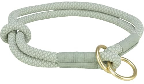 TRIXIE Soft Rope Zug-Stopp-Halsband, S–M: 40 cm/ø 10 mm, Salbei/Mint