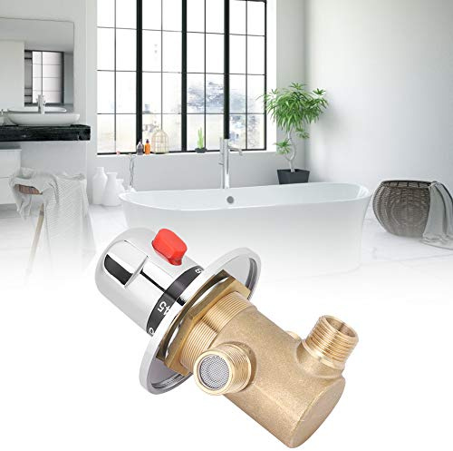 G1/2in 3 Way Brass Thermostatic Mixing Valve,Temperature Mixer Control,Concealed Solar Water Heater Pipe Basin Thermostat Control Stirring Valve for Home