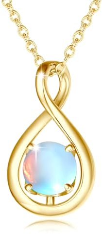 FANCIME Infinity Anhänger Halskette Damen mit künstliche Geburtsstein | 925 Sterling Silber Gold-plattiert Kette mit imitiertem Edelsteine Feiner Schmuck Geburtstag Geschenke für Frauen Mutter