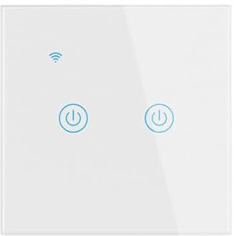 Homekit WiFi Smart Switch,Glass Touch Panel Works with Apple Homekit,Siri Voice Control, No Neutral and Neutral Needed Dual Mode 10A EU Standard.(2 Gang)