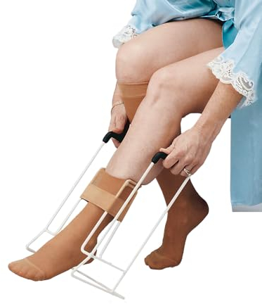 Anziehhilfe für Kompressionsstrümpfe,Strumpfanziehhilfe aus Metall,Sockenanziehhilfe nach Hüftoperation,Anziehhilfe für Socken und Strümpfe für Senioren,Bei Mobilitätseinschränkungen,Schwangerschaft