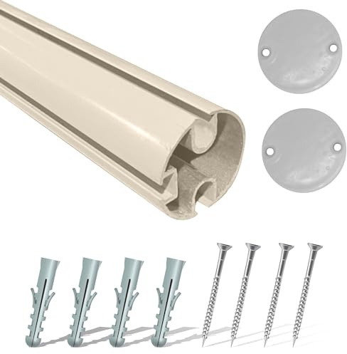 TENDEEVOLUTION Aluminium-Endprofil für Fallarm-Markise mit 42 mm Durchmesser anpassbar. Ersatzteile für Markisen, Markisenstange für den Außenbereich (2 Meter, Elfenbein)