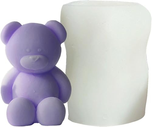 1Pc Bär Kerzenform 3D Bären Silikonform Kerzenform-Kerzensilikonform Gießformen,Silikon Form Für Kerzenformen Kerze Zum Fondant Schokolade Gips Ton Basteln DIY,Kerzenherstellung,Kerzen-Gießform
