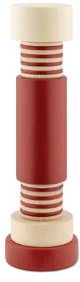 Alessi Twergi MP0215 1 - Molinillo de Sal, Pimienta y Especias, en Madera de Haya, Cuerpo Cilíndrico en Madera de Haya Coloreada con Acabado Mate, Mecanismo de Cerámica, Natural y Rojo