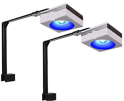 Aquarienbeleuchtung 2 Lampen mit Arm-Set, 2 Stück RS90 LED-Aquariumlicht, Riff-Marineaquarium-LED-Display, Aquariumlicht for 80–120 cm 48 Zoll Riffkorallen für bepflanztes Aquarium
